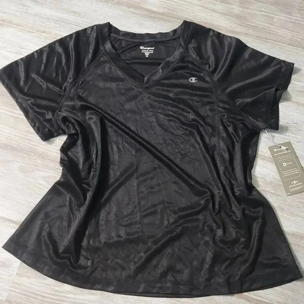 NWT Champion Double Dry V-Neck Tee Shirt - Picture 1 of 8